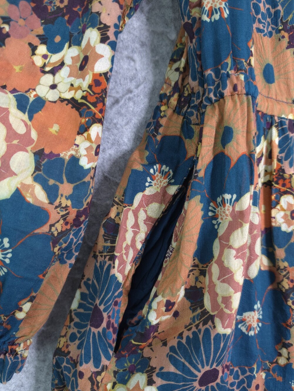 Trovata Ainsley Teal and Mustard Floral Long Sleeve Maxi Dress In Ocaso Floral - Picture 3 of 10